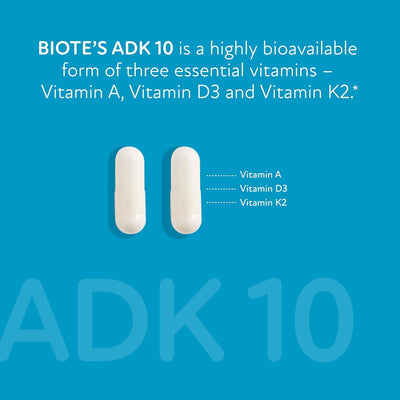Biote ADK 10 label close-up showing ingredient panel for informed decisions benefit
