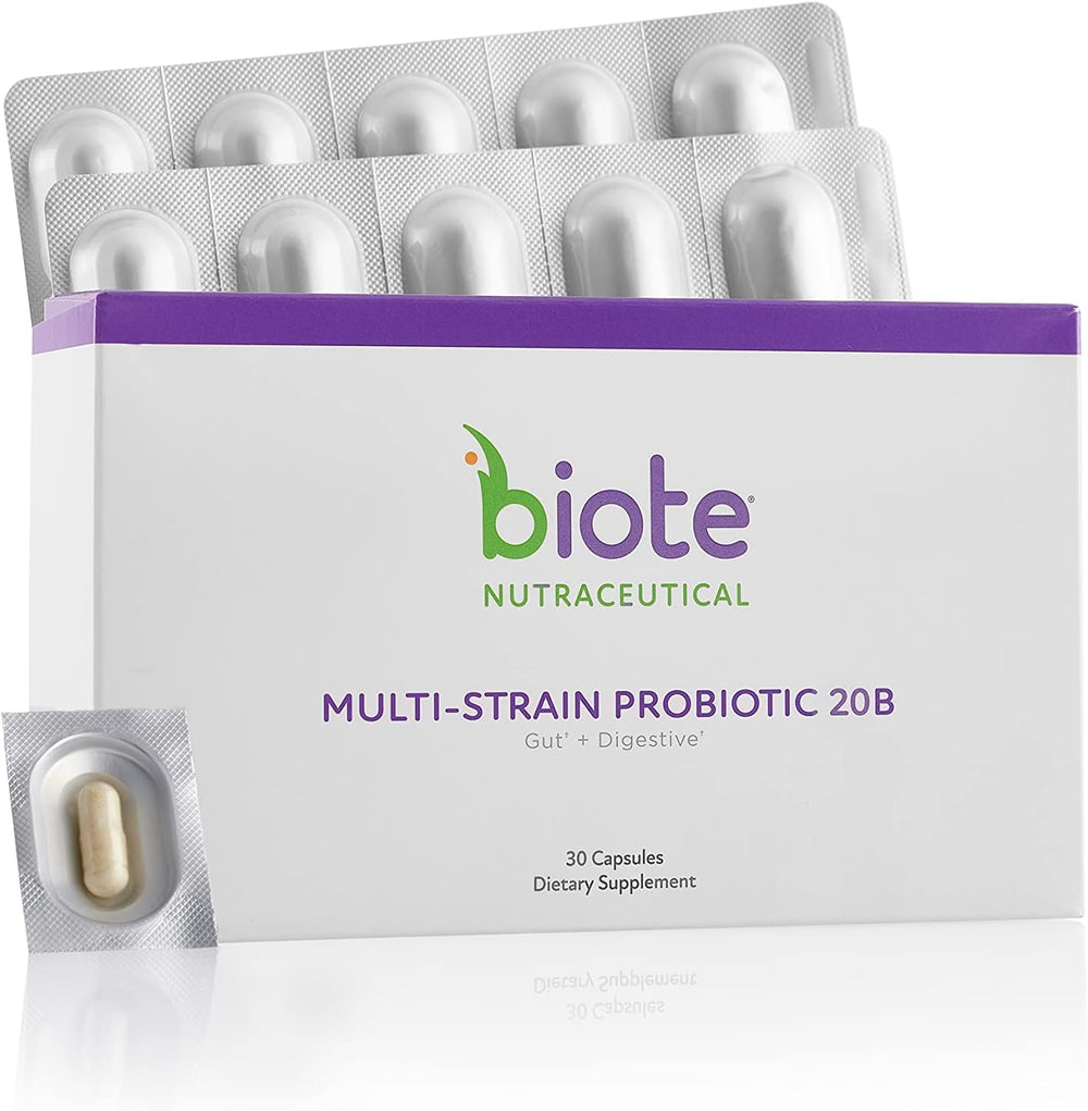 Biote envase frontal del probiótico mostrando el nombre y formato, práctico para uso diario