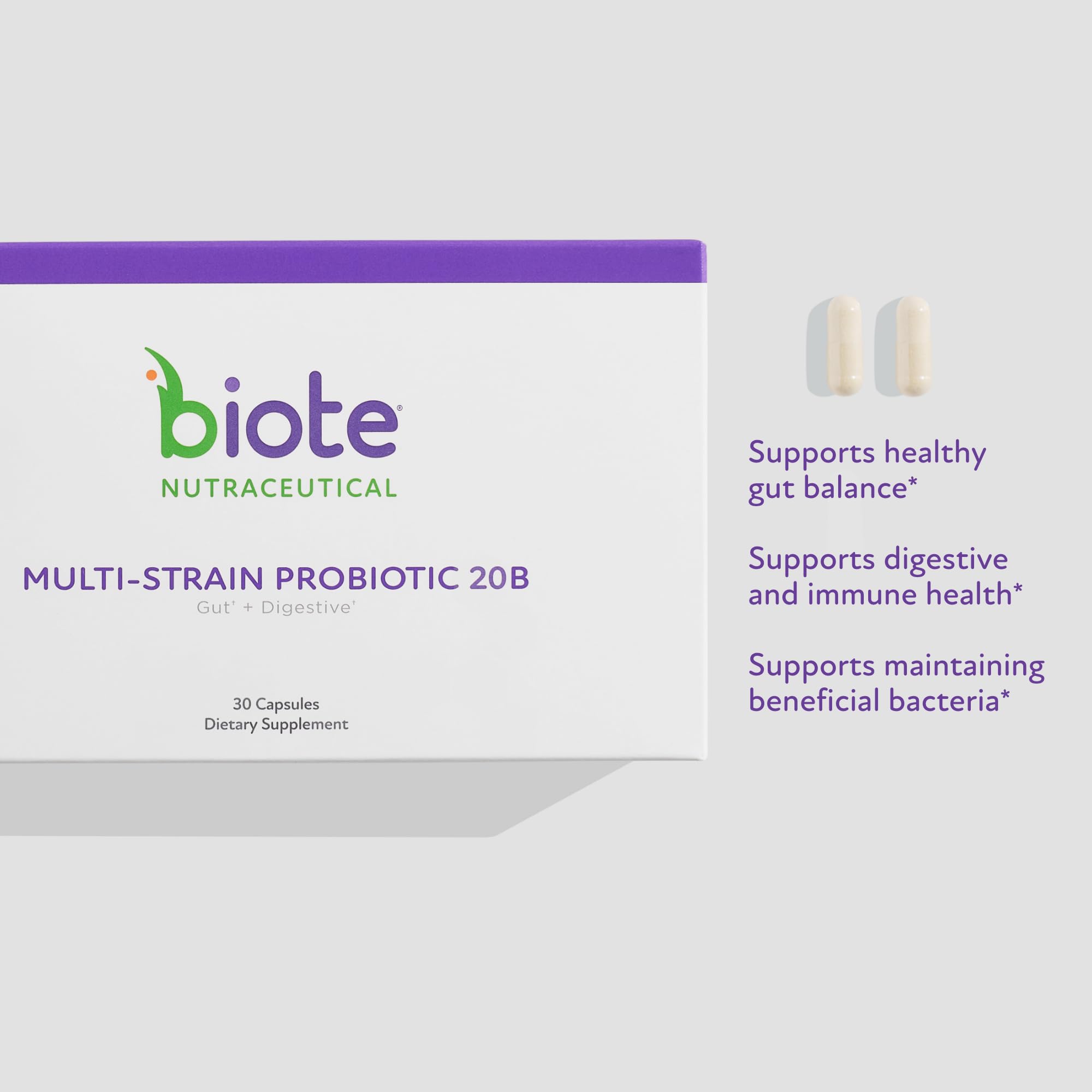 Biote cápsula abierta en primer plano que revela el contenido y facilita la ingestión