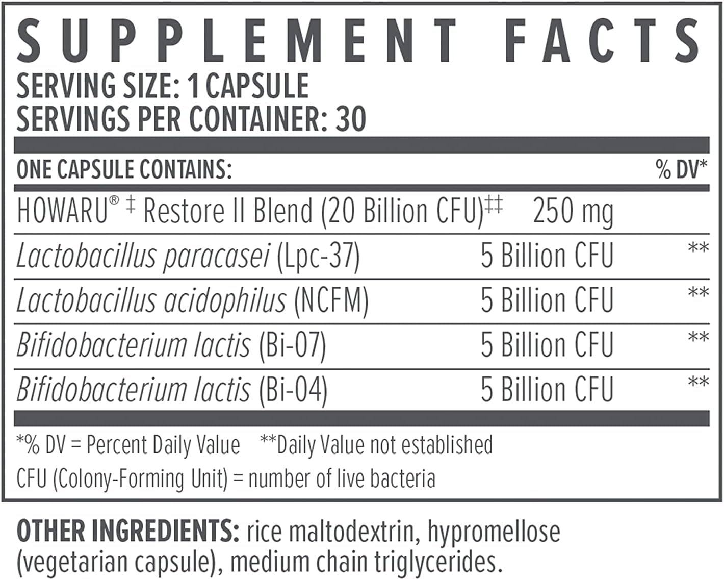 Biote etiqueta de ingredientes del probiótico destacando 20 mil millones de UFC y libre de alérgenos