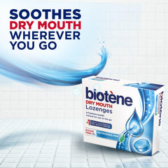 Biotene caja abierta con pastillas visibles, fácil acceso