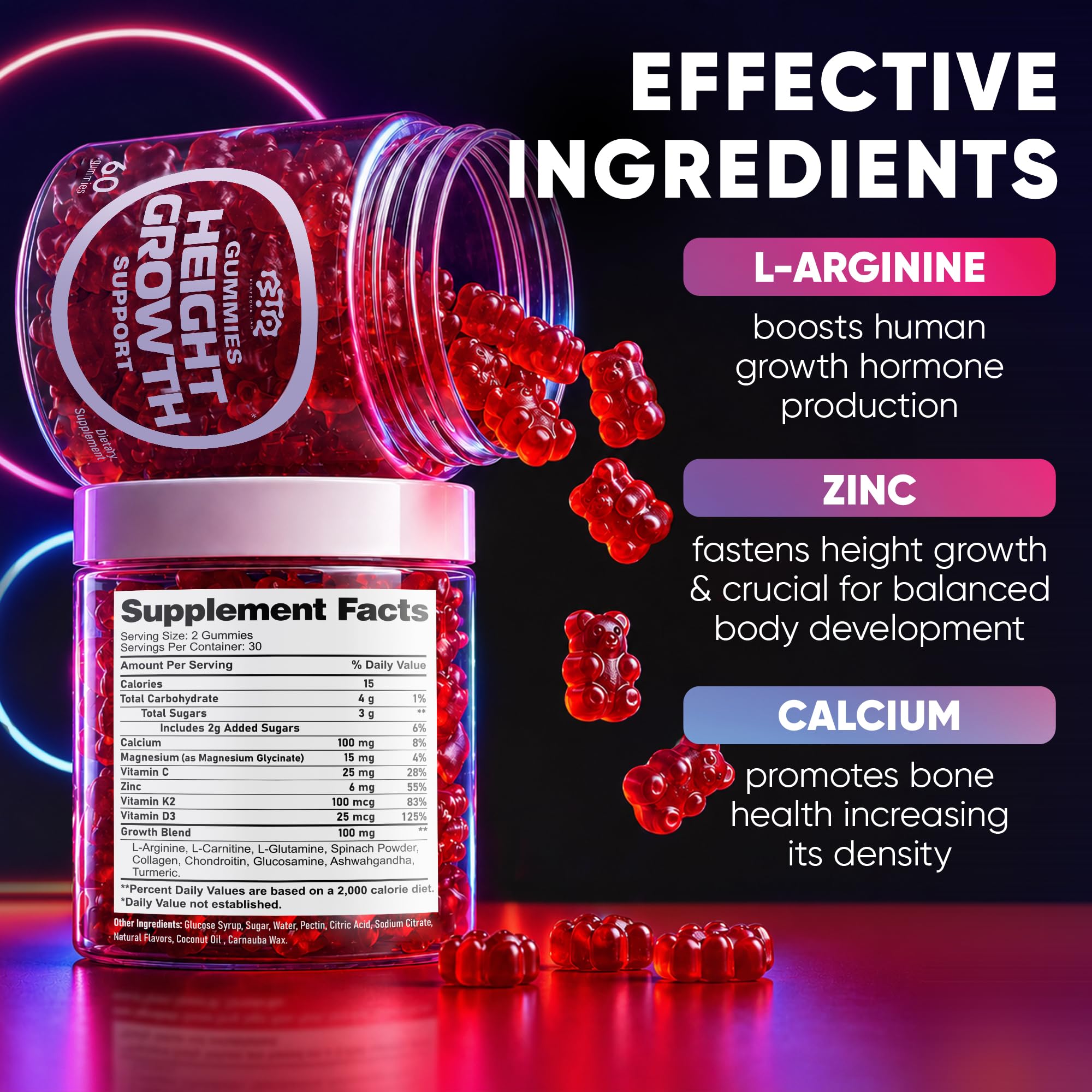 BIOTEQUELAB etiqueta nutricional en detalle mostrando ingredientes clave