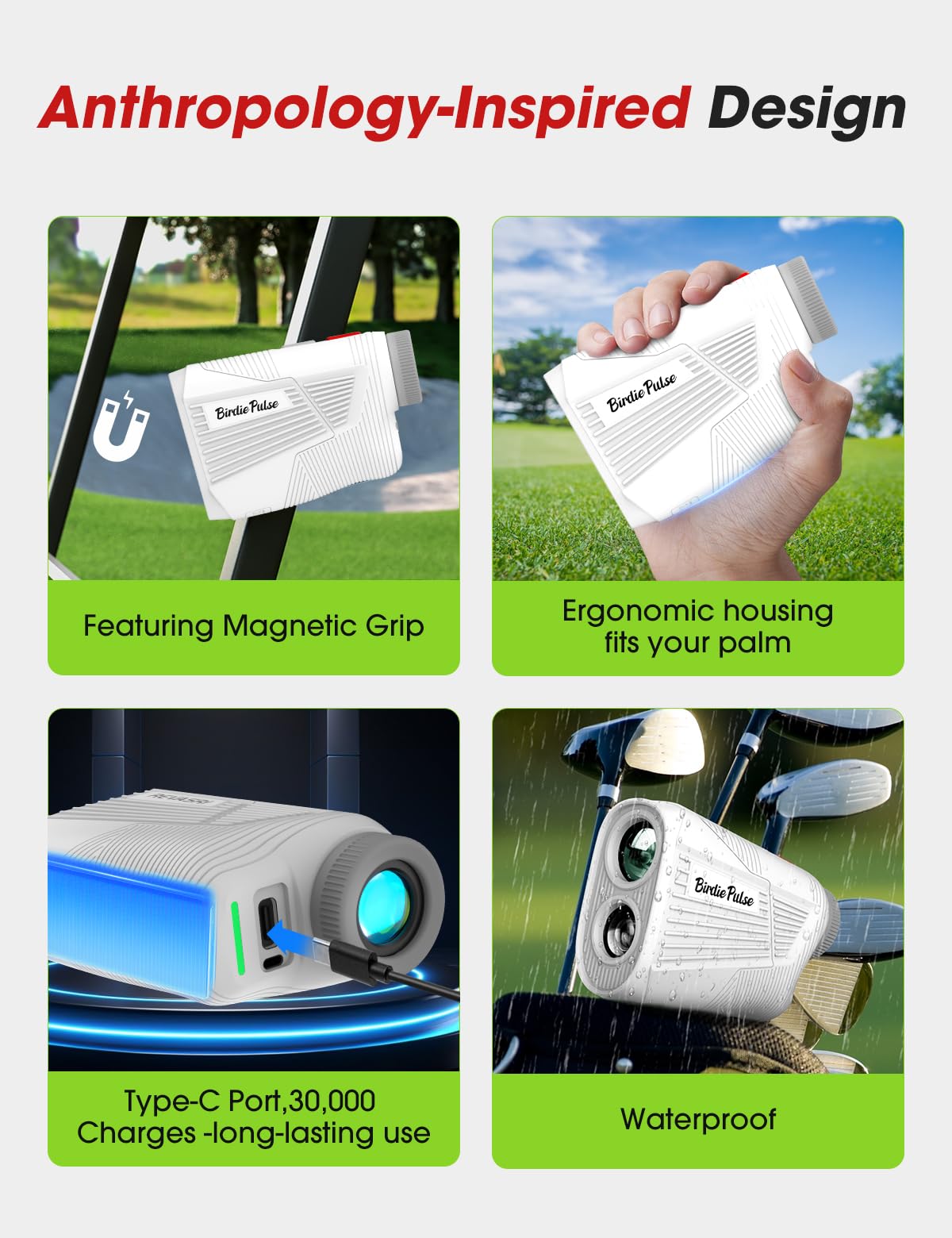 BIRDIEPULSE held in palm to demonstrate compact size and steady aim benefit