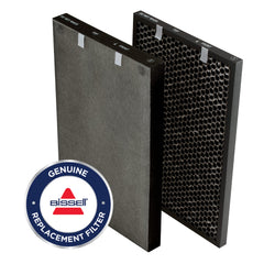Bissell pack frontal mostrando filtros y beneficios de limpieza