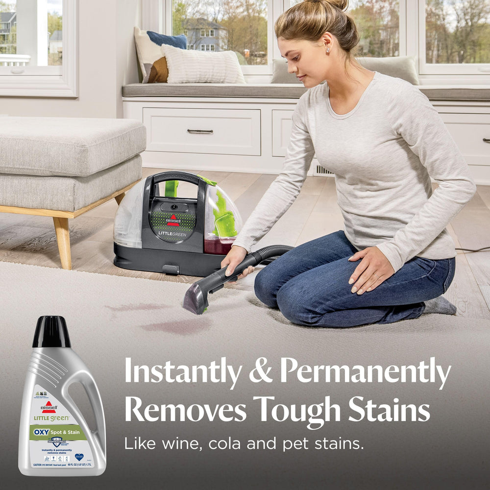Bissell detalle de rótulo legible que destaca OXY y StainProtect