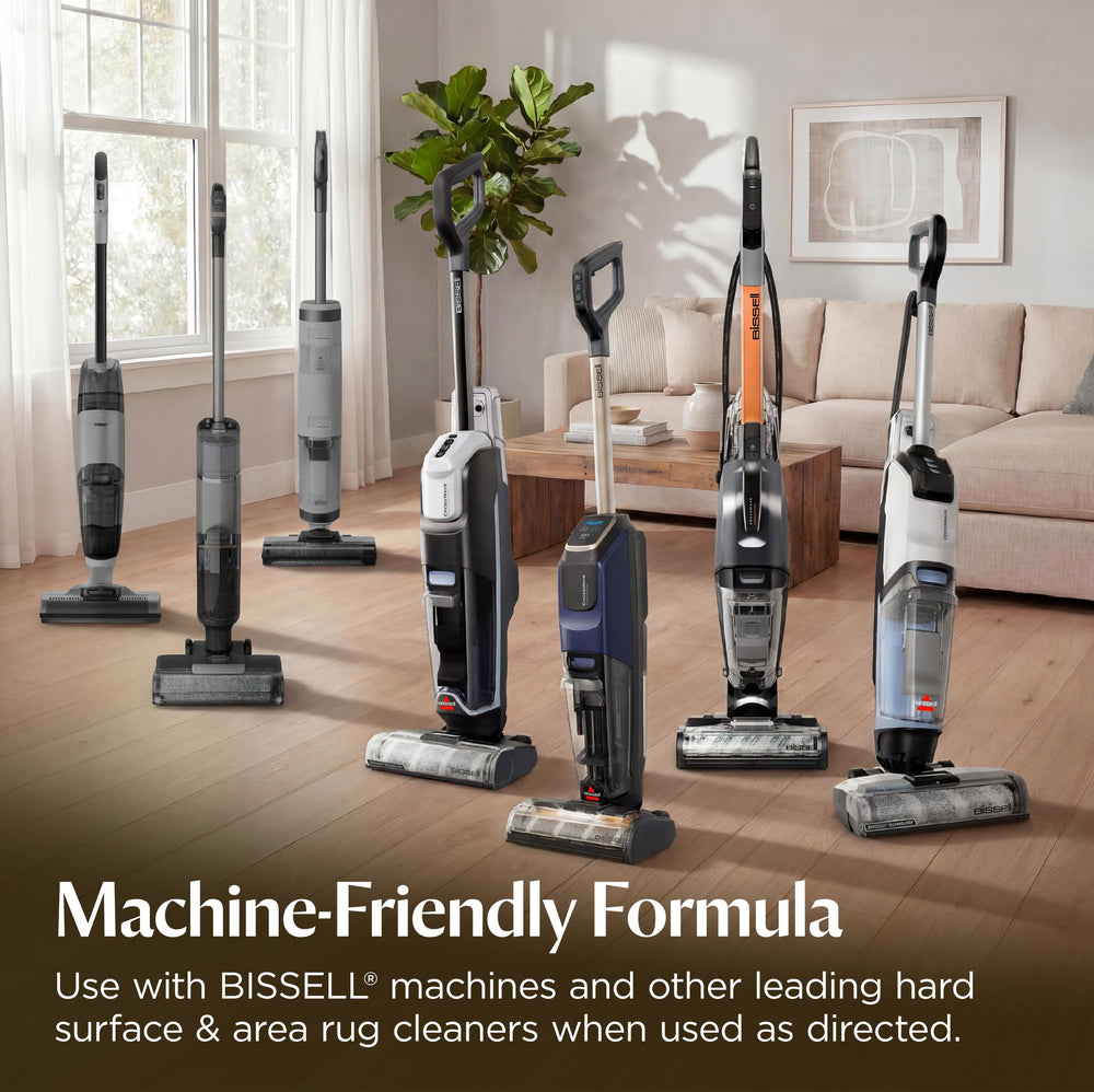 Bissell cleaned floor before and after demonstrating stain removal and fresher surface