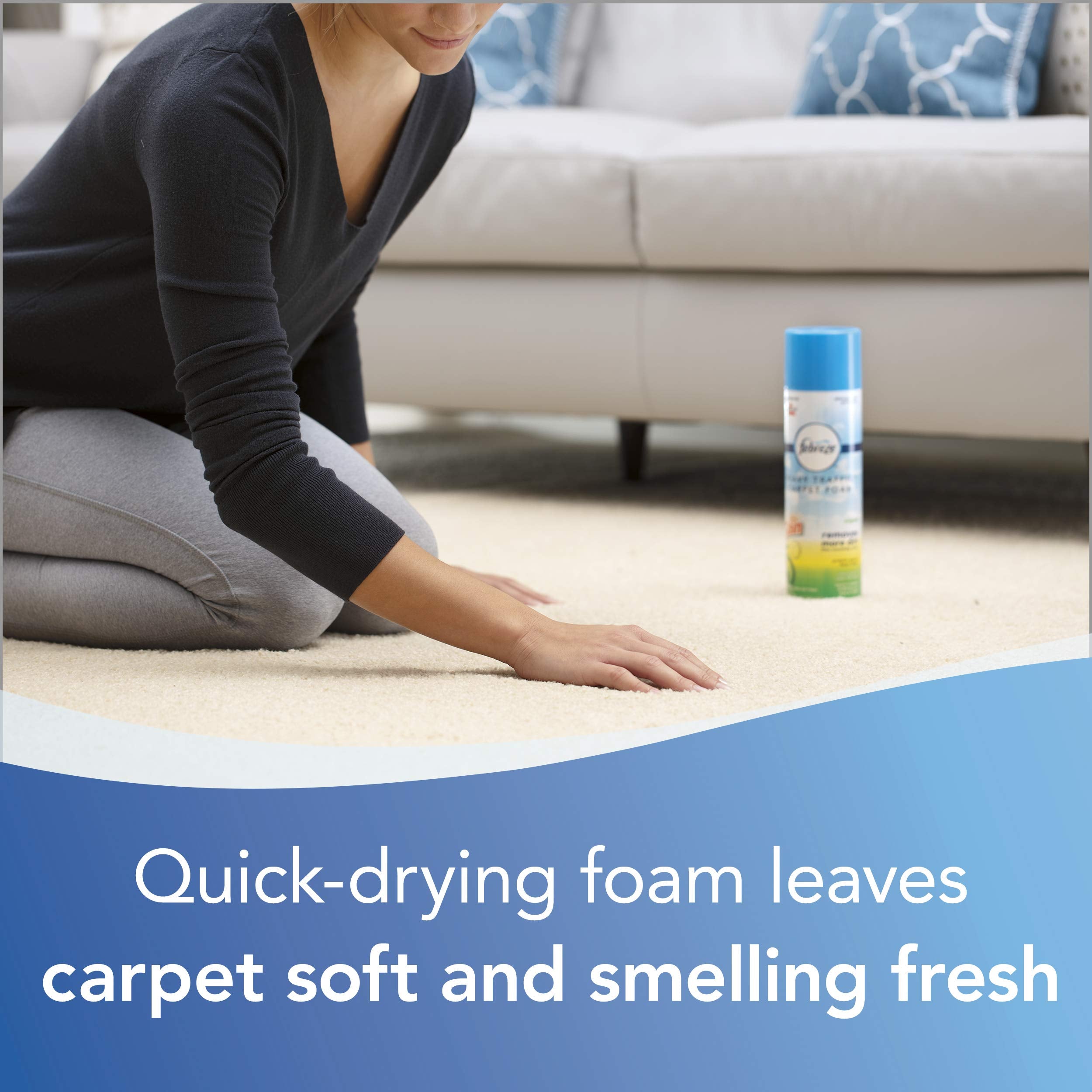 Bissell ambiente sala con alfombra limpia y aroma Gain perceptible