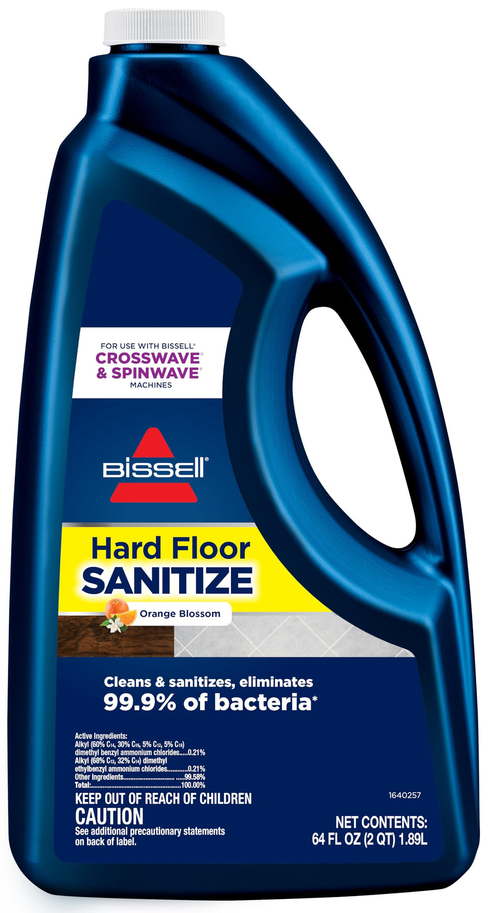 Bissell frasco frontal mostrando la botella y etiqueta, limpieza eficaz