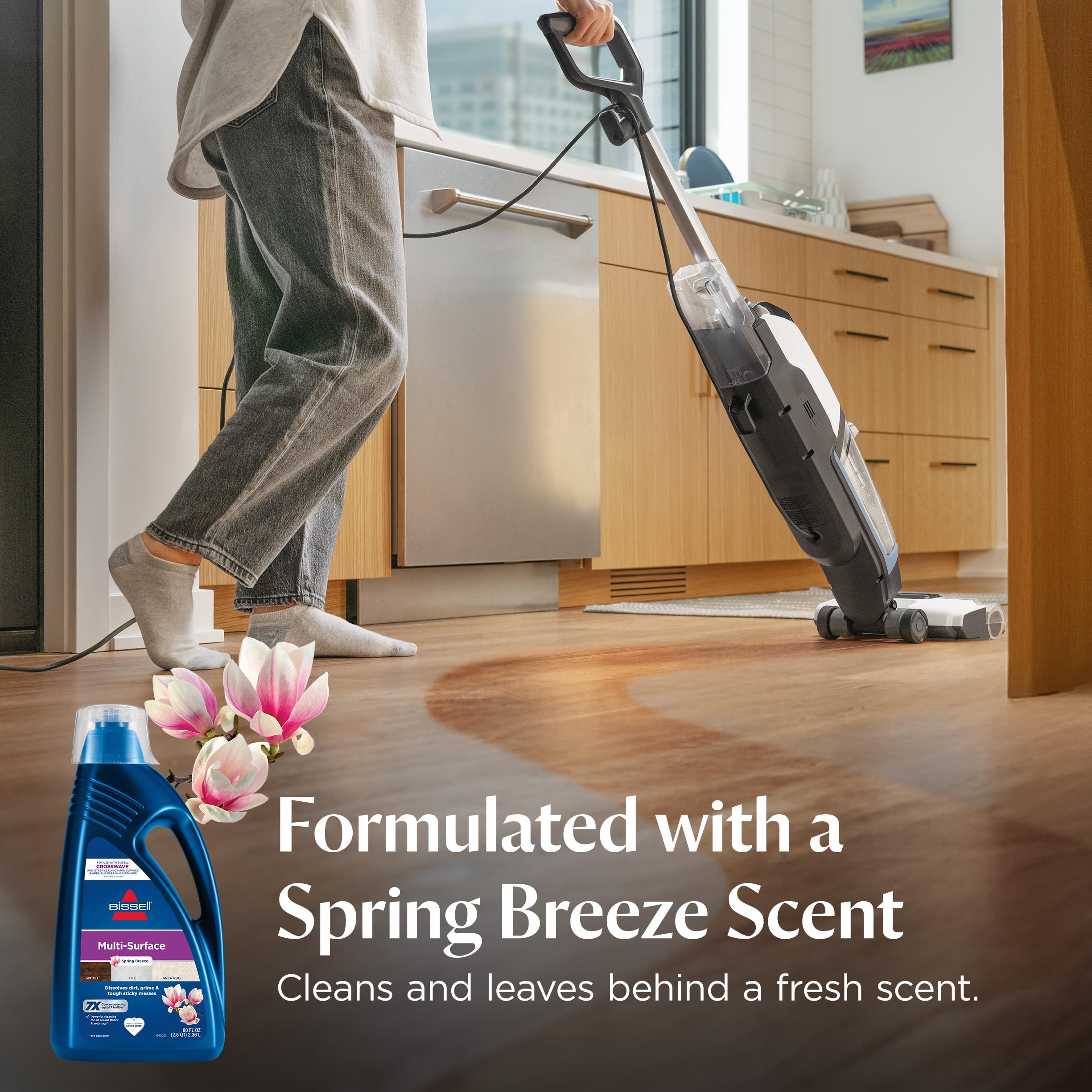 Bissell solution in CrossWave tank ready to dissolve dirt efficiently