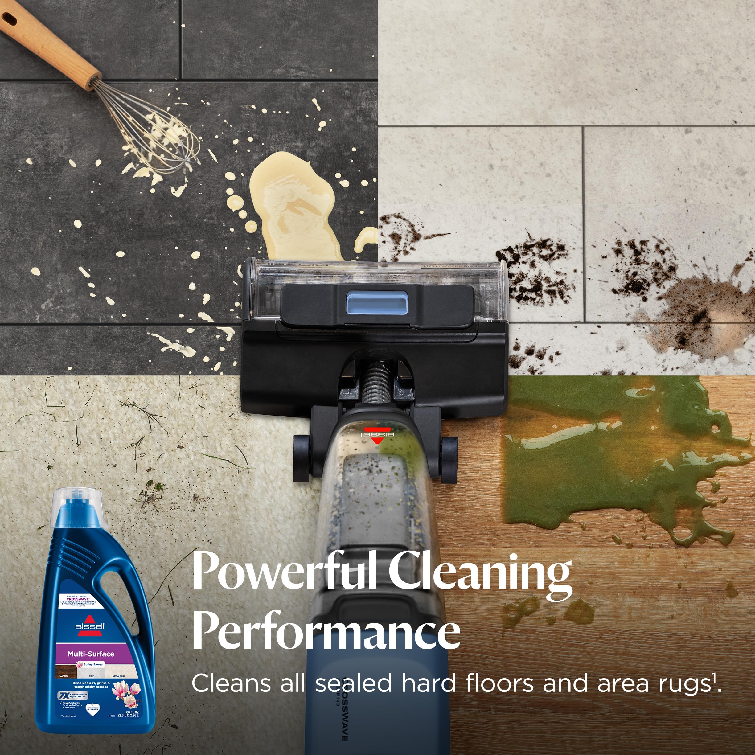 Bissell liquid texture splash illustrating concentrated cleaning power
