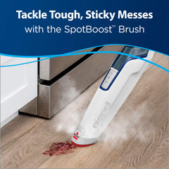 Bissell PowerFresh en uso sobre alfombra ligera limpiando suciedad visible