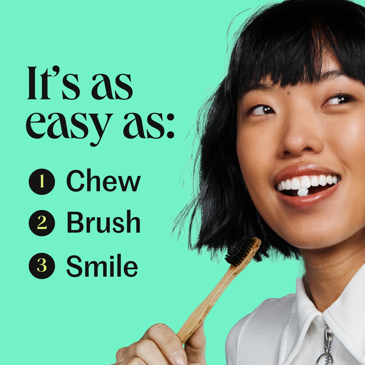 Bite frasco abierto con tabletas para llevar y facilidad de uso