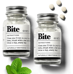 Bite frascos frontal mostrando packaging de dos meses y beneficio ecológico