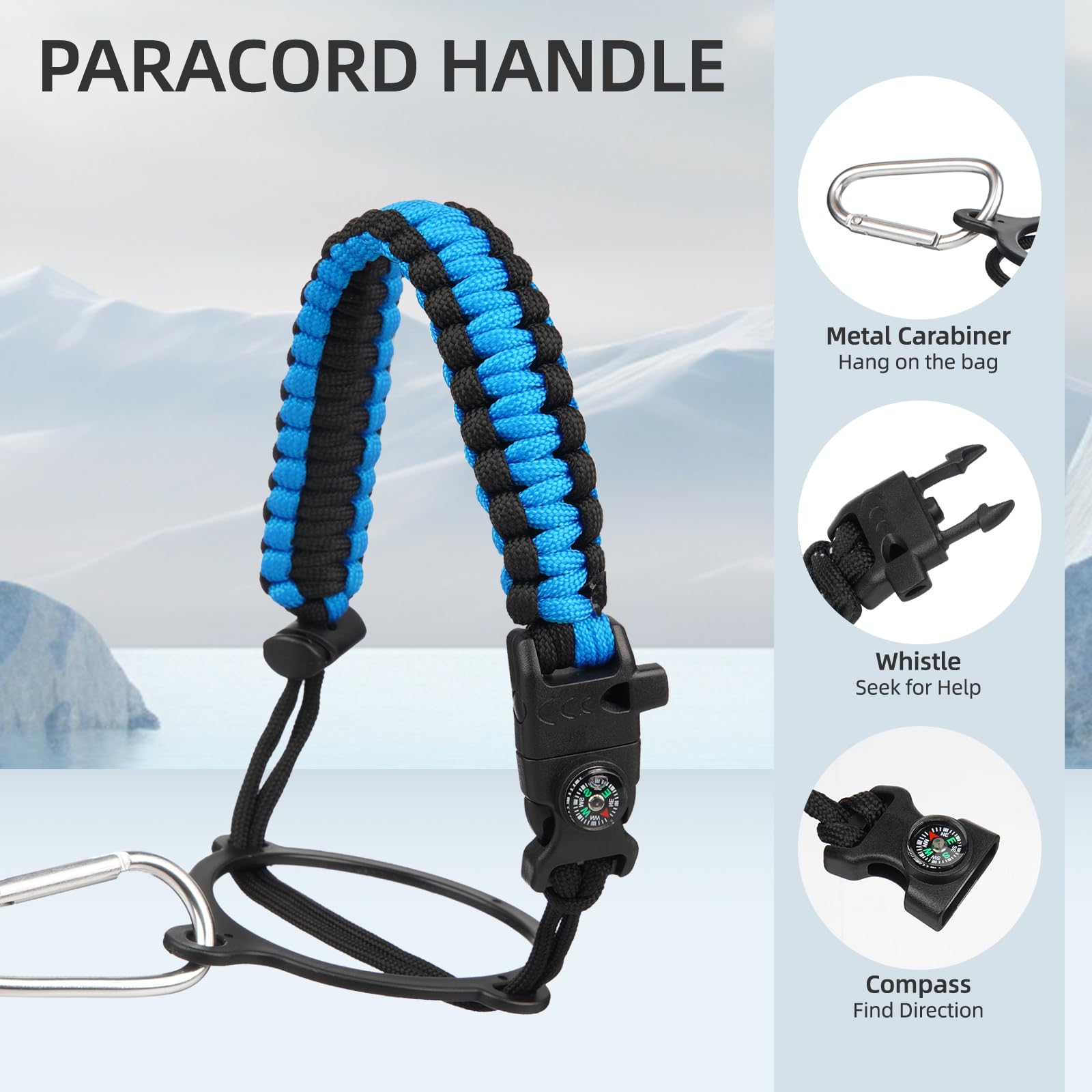 BJPKPK paracord con mosquetón, brújula y silbato para aventuras