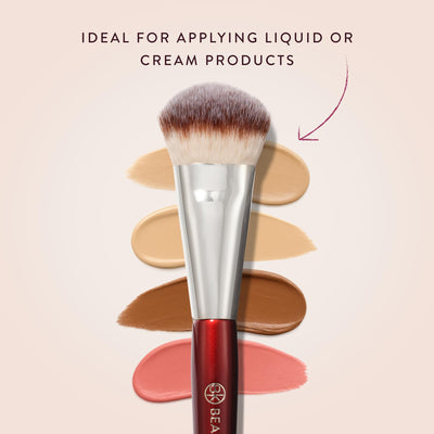 BK BEAUTY 109 applying liquid foundation for smooth, streak-free coverage on skin