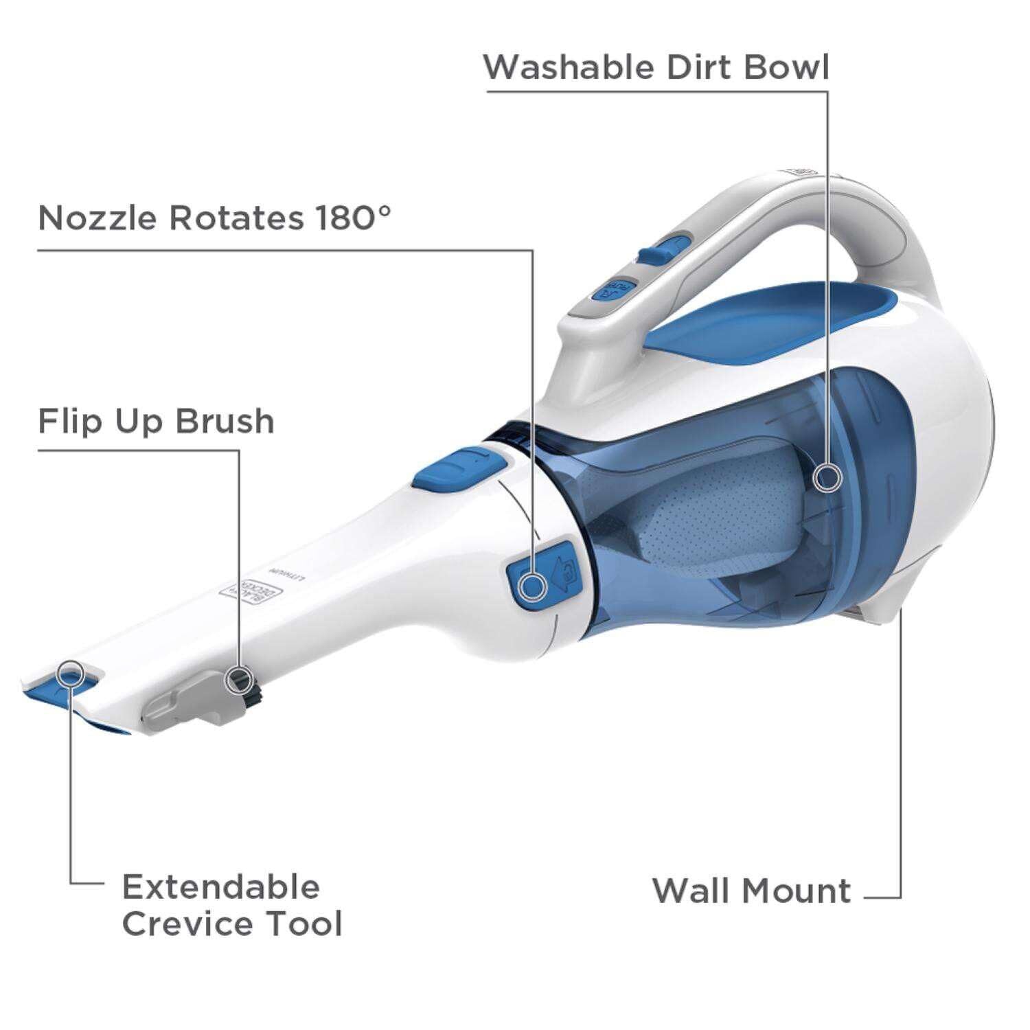 BLACK+DECKER cubeta translúcida detallada facilita ver y vaciar suciedad