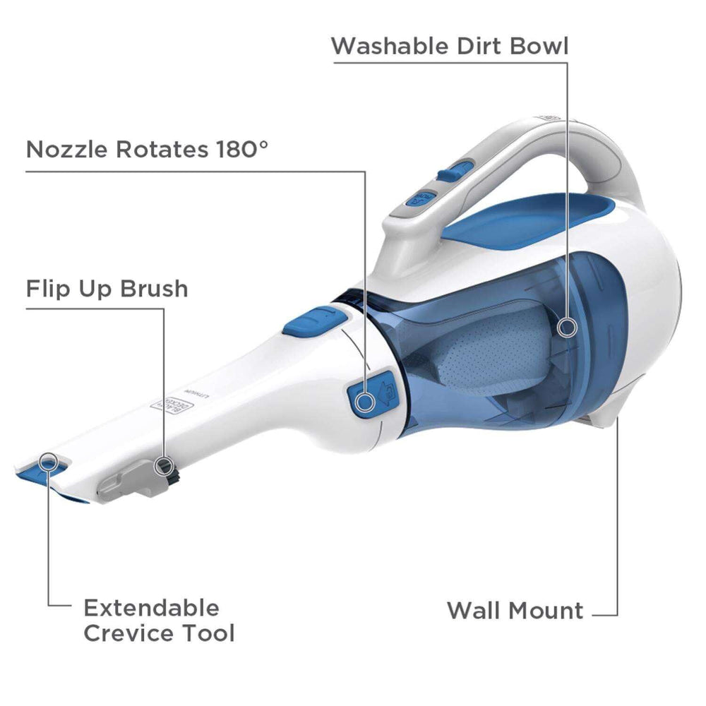 BLACK+DECKER cubeta translúcida detallada facilita ver y vaciar suciedad