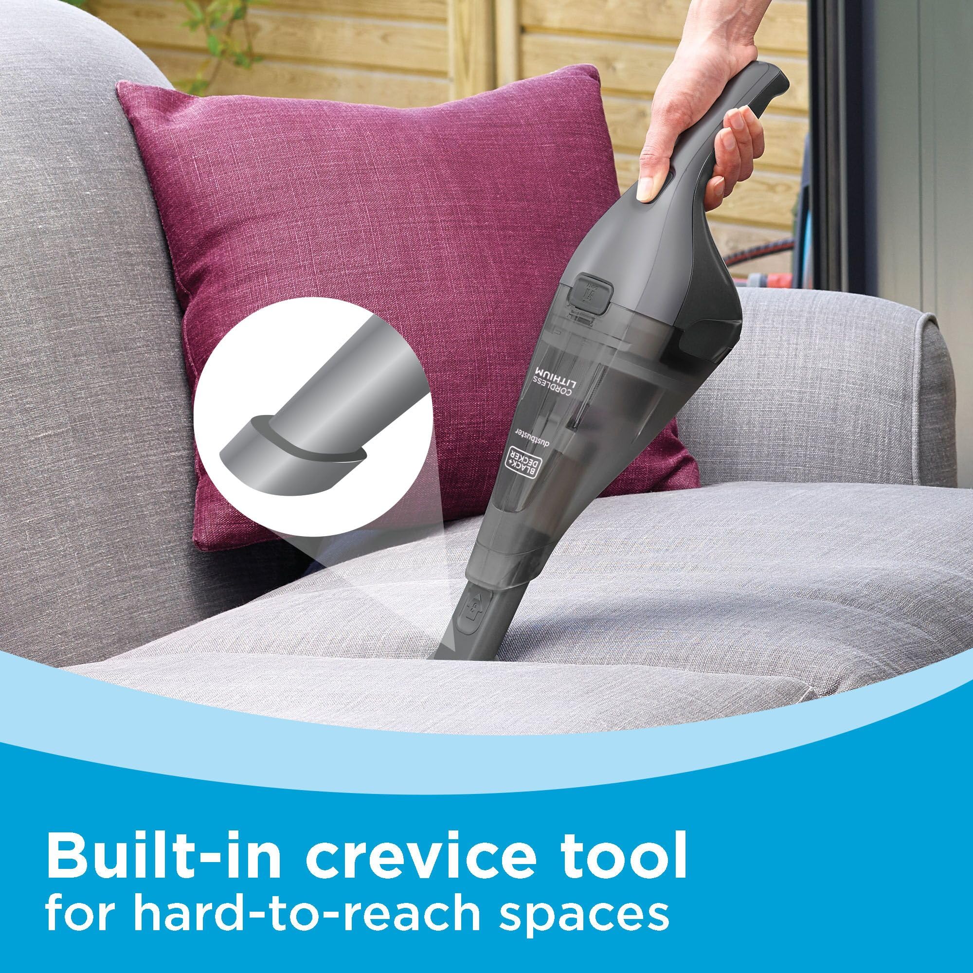 BLACK+DECKER dustbuster limpiando interior de coche para limpieza puntual