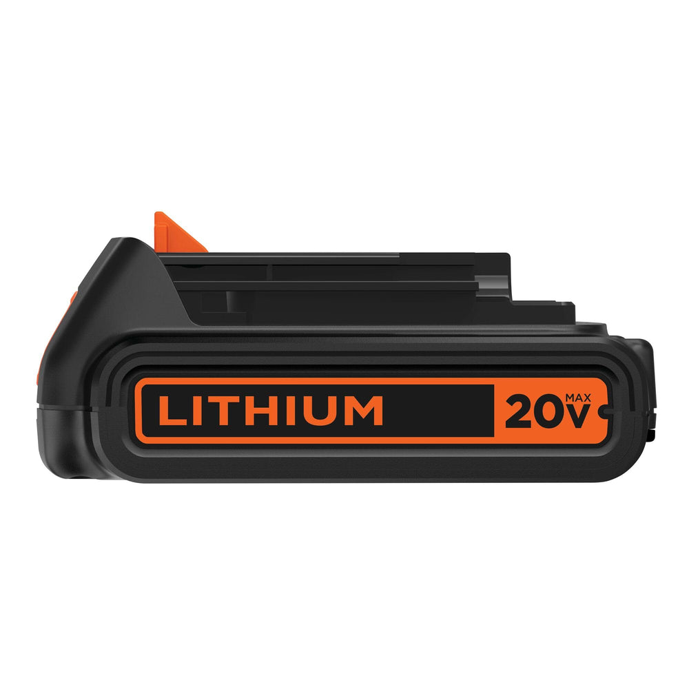 BLACK+DECKER battery front view showing compact design and portability