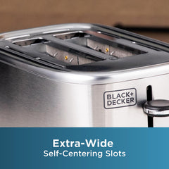 BLACK+DECKER ranuras extra anchas en detalle, admite bagels y pan grueso