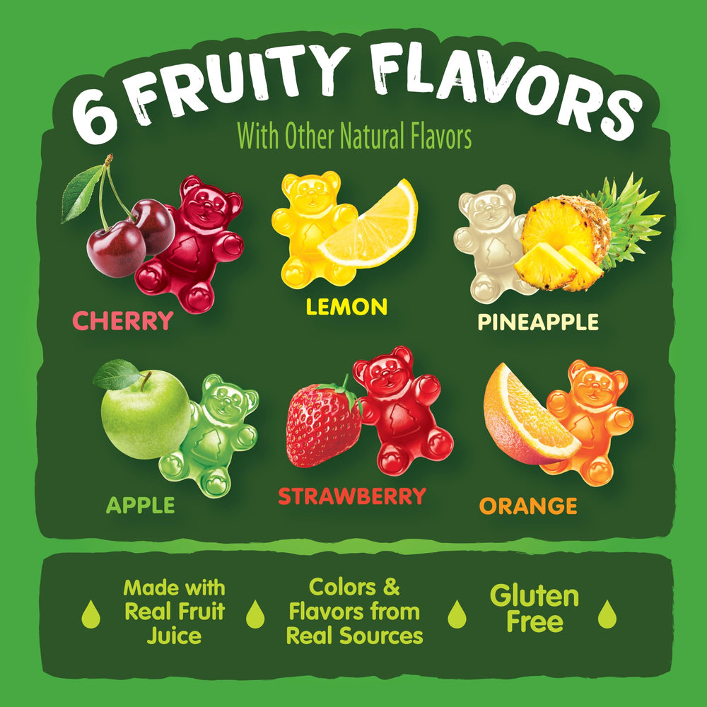 Black Forest surtido de colores y sabores en ositos, ofrece variedad frutal