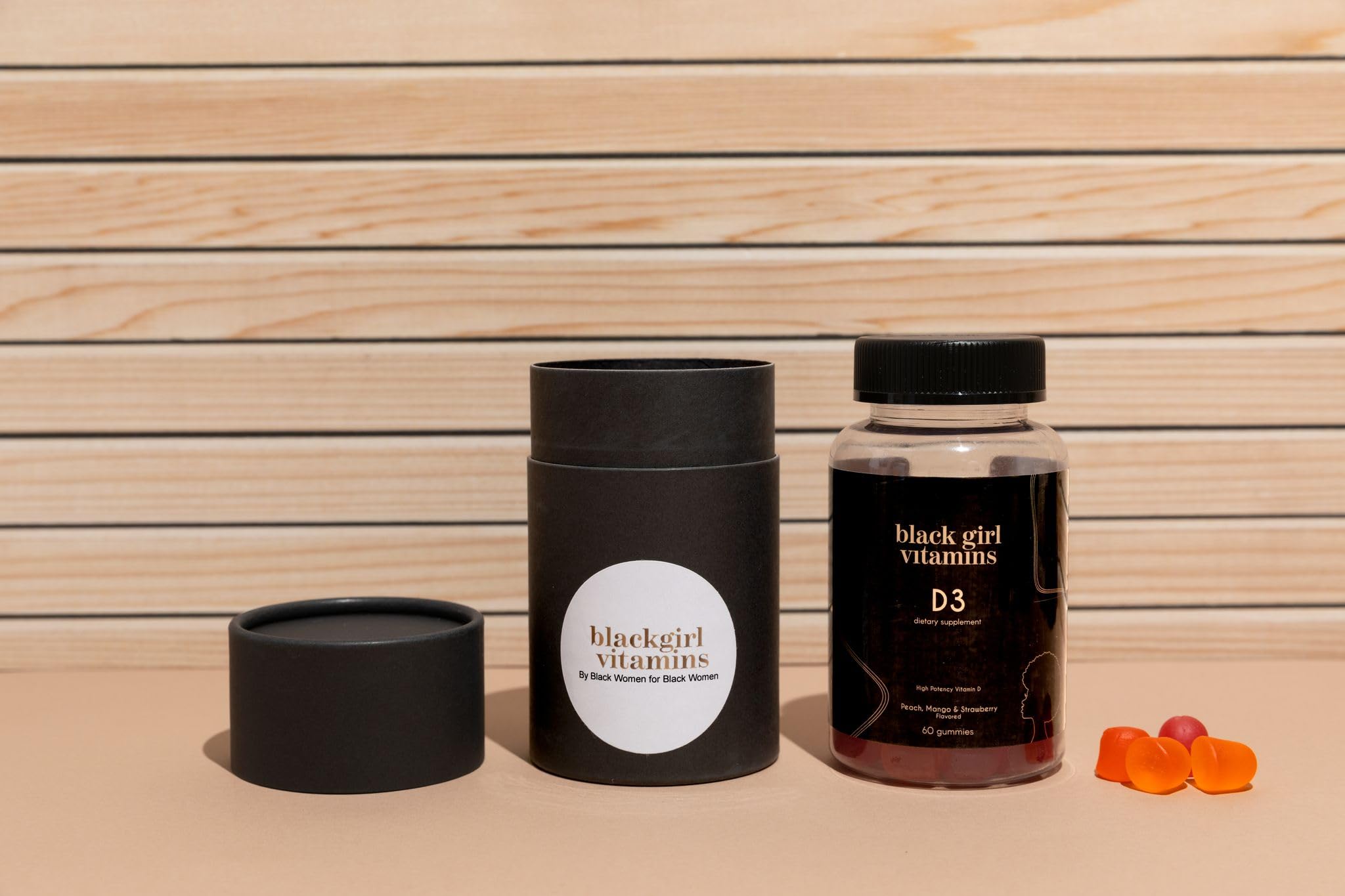Black Girl Vitamins etiqueta nutricional legible con información de vitamina D