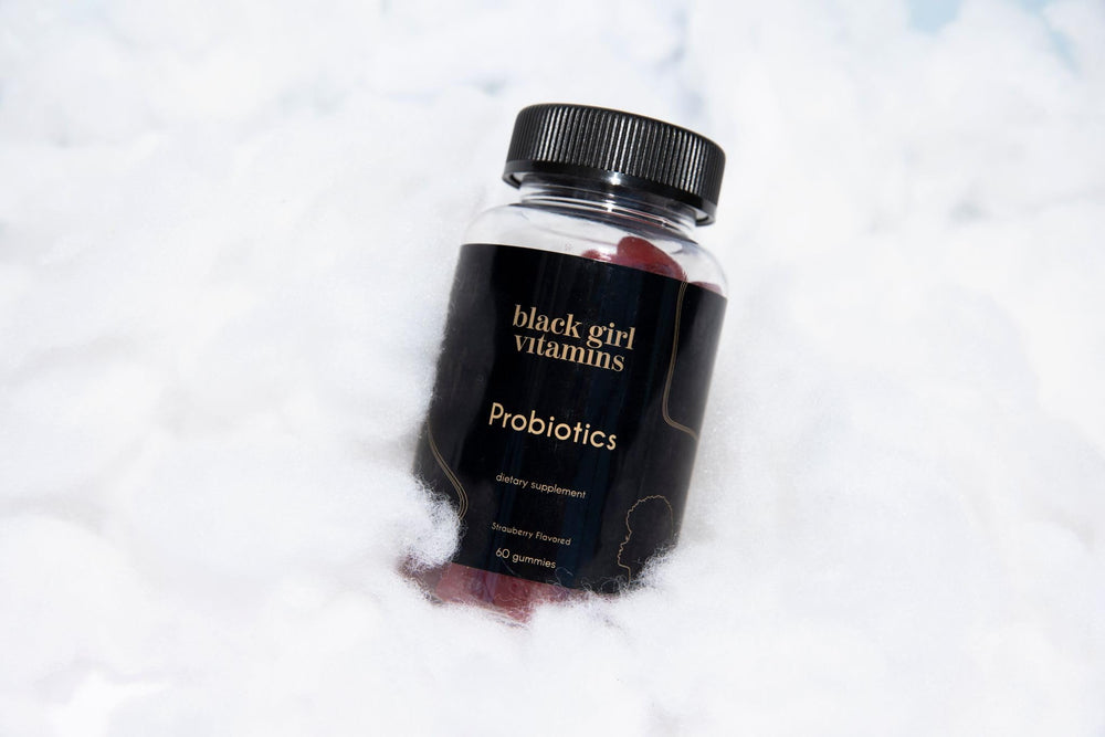 Black Girl Vitamins etiqueta con información nutricional y certificaciones visibles