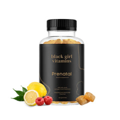 Black Girl Vitamins frente del envase mostrando 60 gomitas y ventajas de sabor