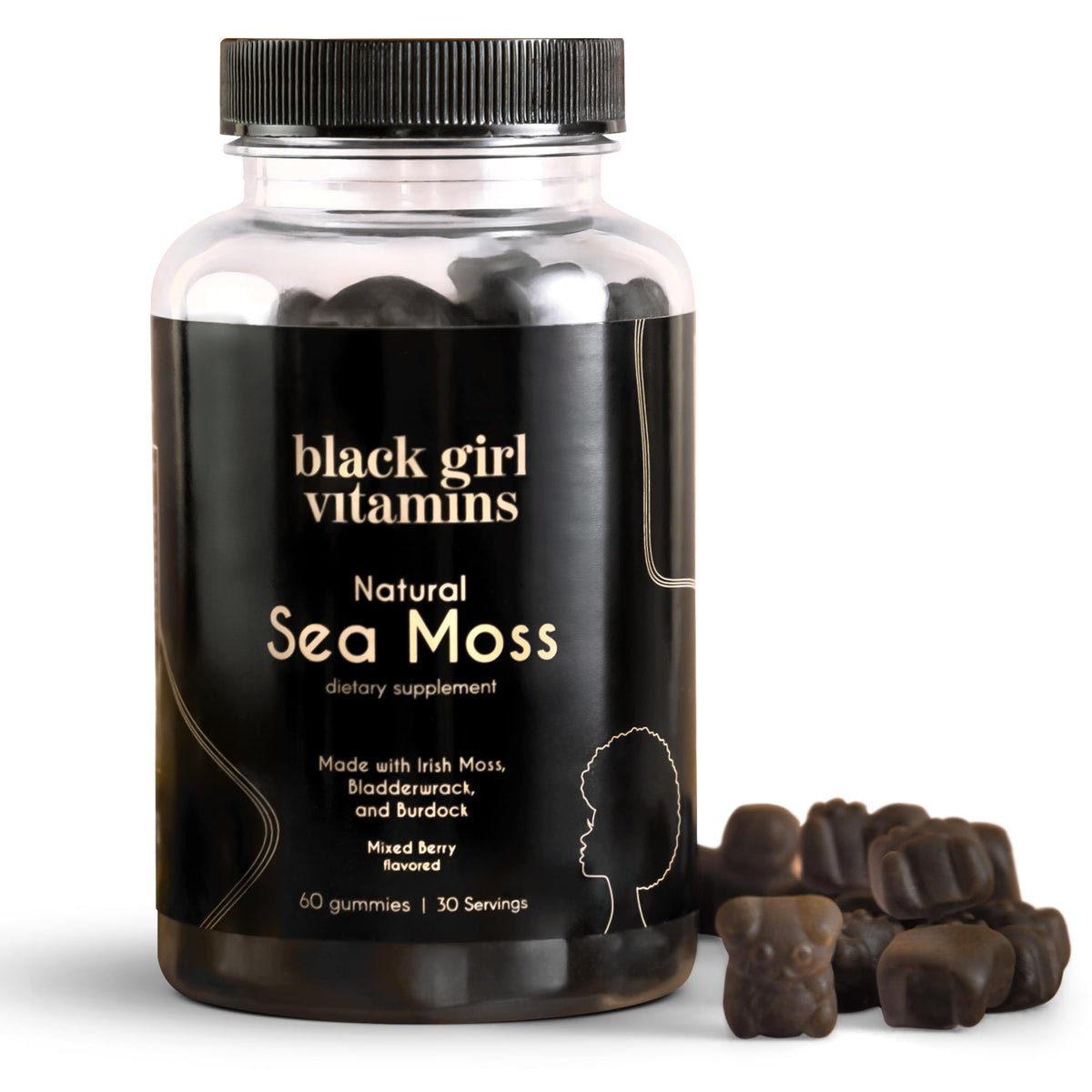 Black Girl Vitamins empaque frontal SeaMoss muestra claridad del producto