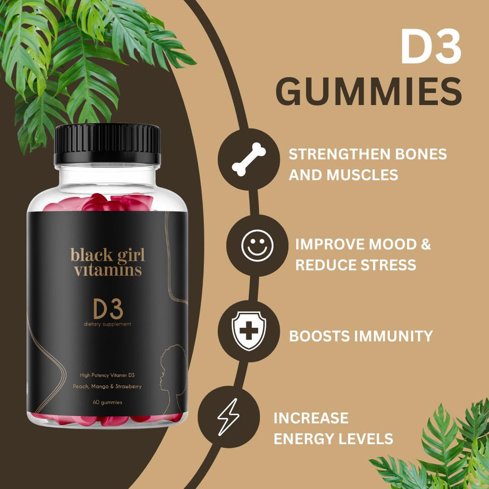 Black Girl Vitamins primer plano de gominolas resaltando textura masticable