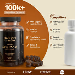 Black Girl Vitamins ingredientes Sea Moss, bladderwrack y burdock beneficios