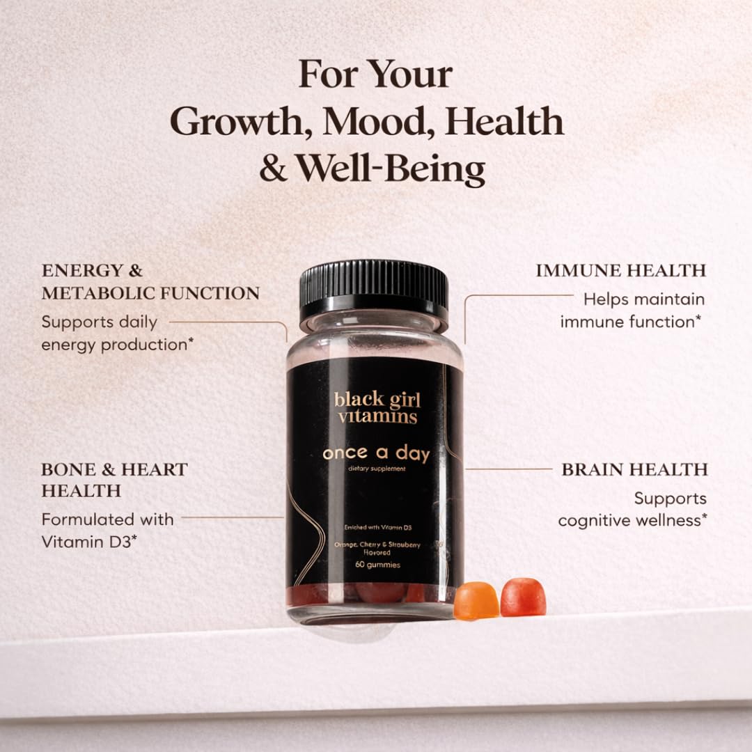 Black Girl Vitamins primer plano de textura de gomita y color apetitoso