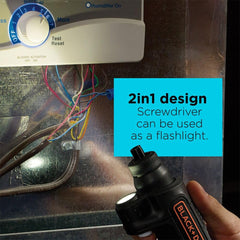 BLACK+DECKER LED light closeup lighting screw head for improved visibility
