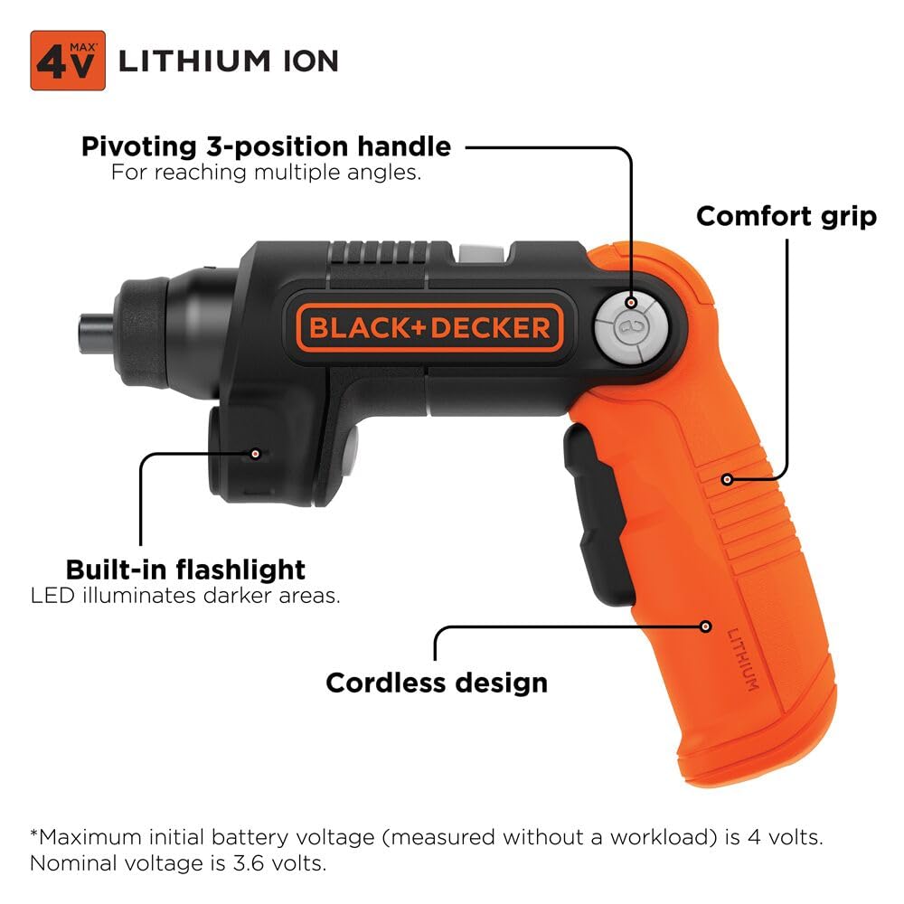 BLACK+DECKER pivot handle detail illustrating three-position comfort and control