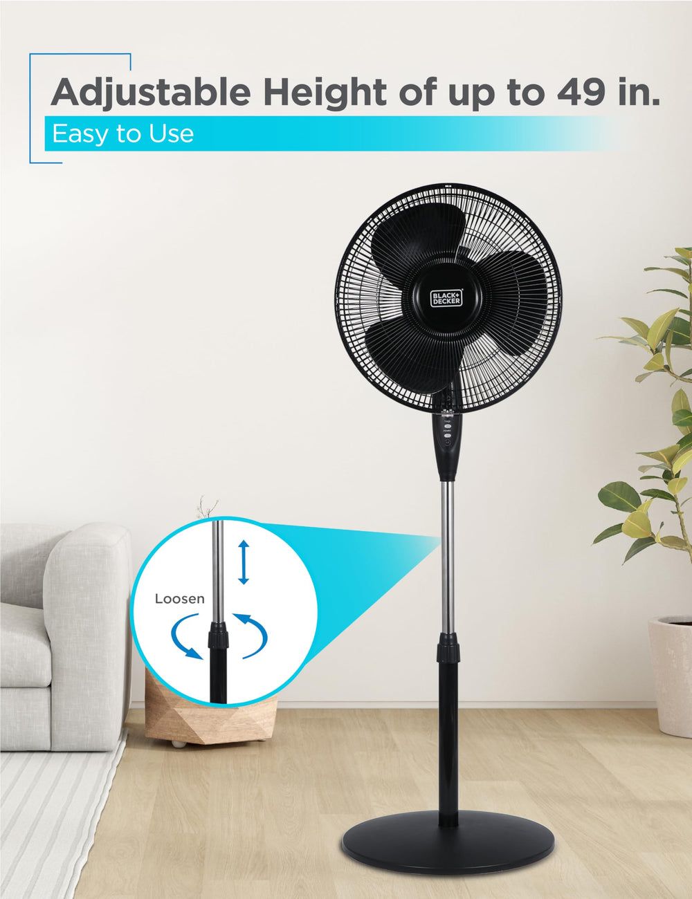 BLACK+DECKER base footprint showing compact design and floor stability