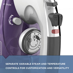BLACK+DECKER stainless steel soleplate close-up showing smooth surface for glide benefit