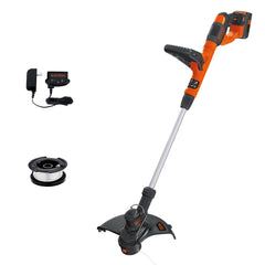 BLACK+DECKER vista frontal de la recortadora LST140C mostrando diseño y empuñadura ergonómica