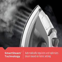 BLACK+DECKER stainless soleplate close-up for smooth glide benefit