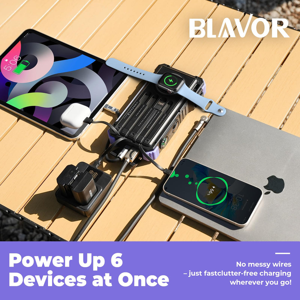 BLAVOR built-in cables displayed extended, convenient multi-device charging on the go