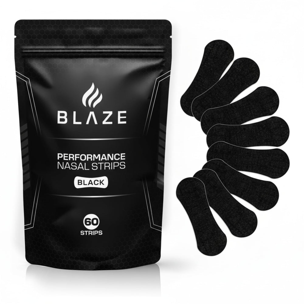 BLAZE paquete de 60 tiras nasales mostrando el embalaje y cantidad