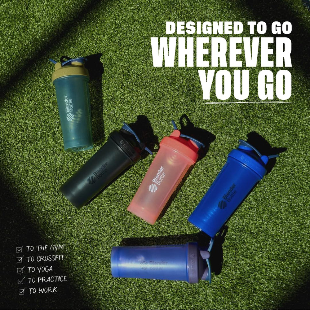 BlenderBottle en uso en gimnasio mostrando conveniencia y transporte sencillo
