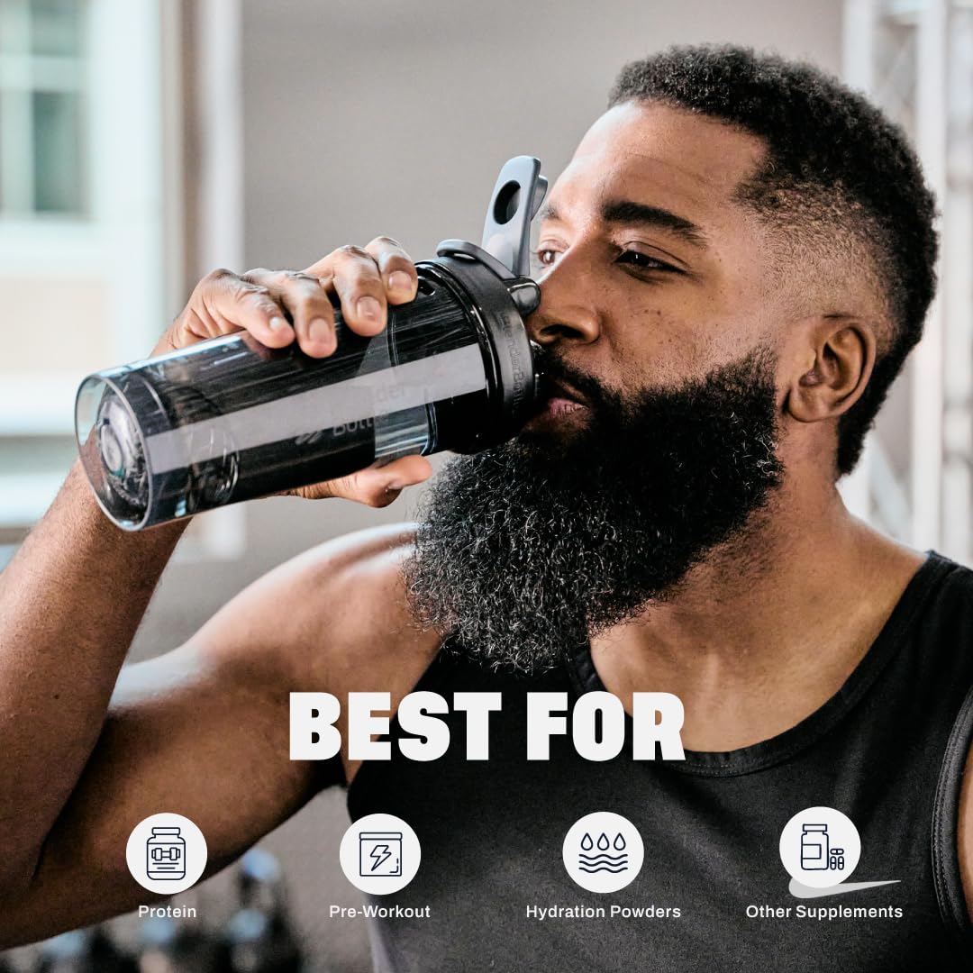BlenderBottle ProSeries en mano para mostrar tamaño y agarre cómodo para transporte