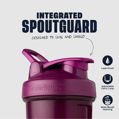 BlenderBottle detalle de tapa y cierre hermético que evita fugas durante transporte