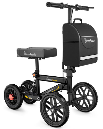 BlessReach scooter de rodilla frontal mostrando estabilidad y maniobrabilidad