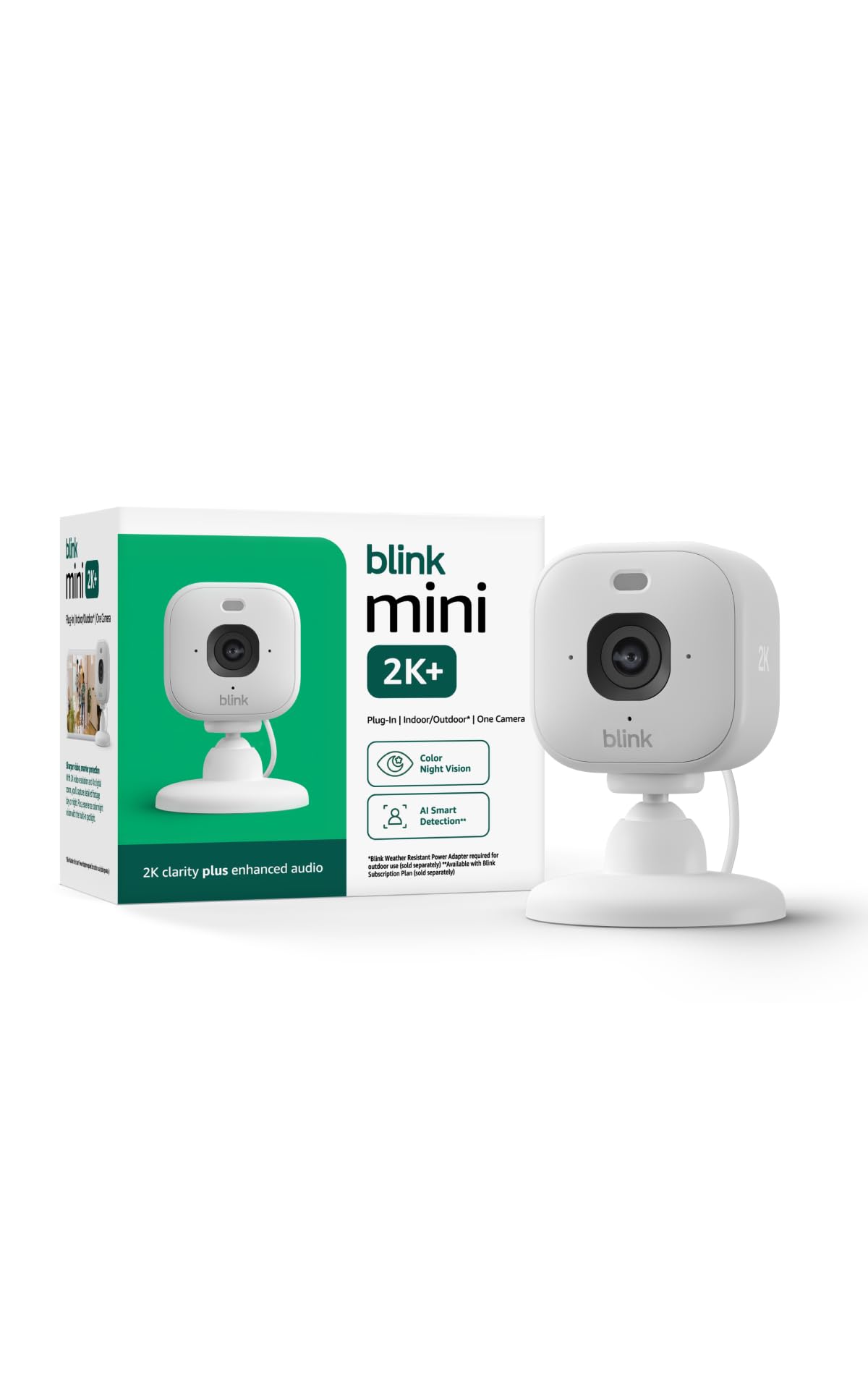 Blink Mini 2K+ vista frontal mostrando diseño compacto y vigilancia clara