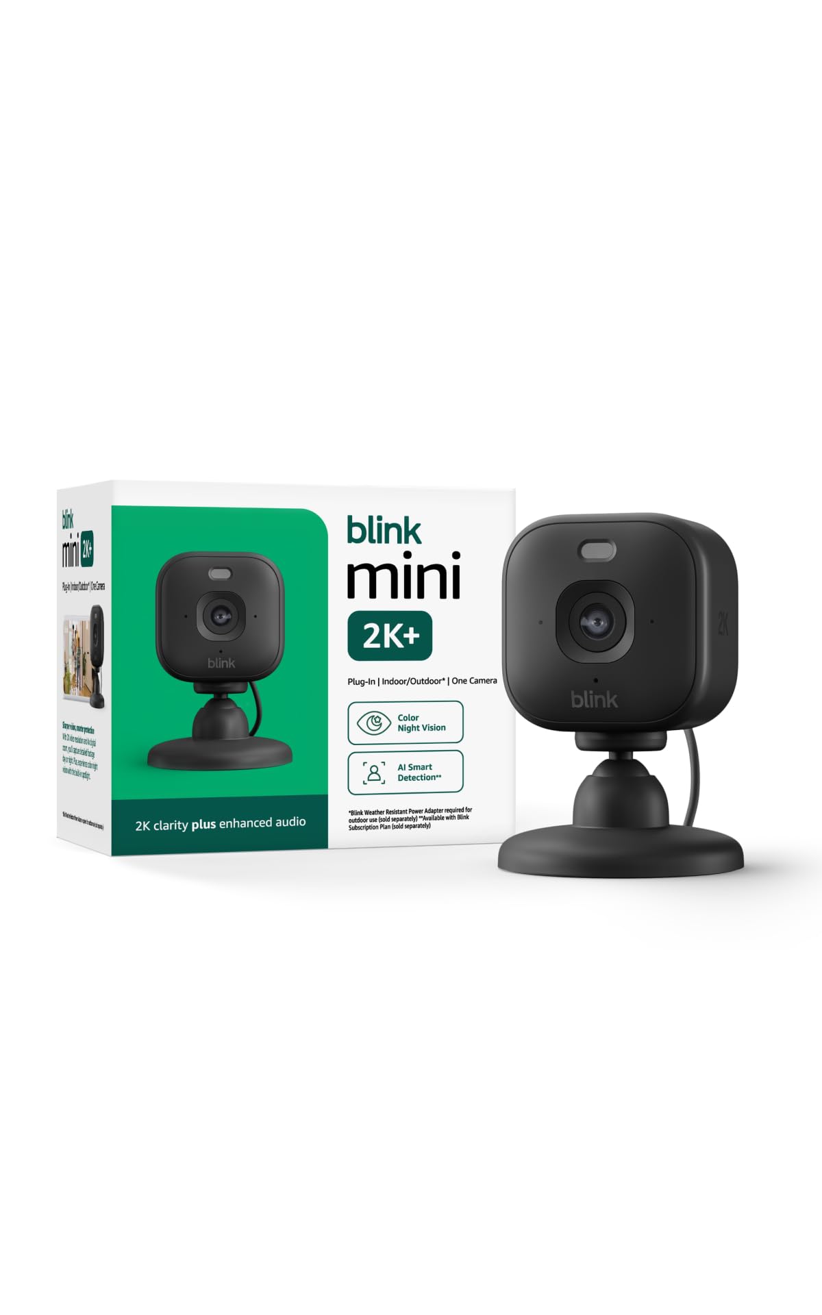 Blink Mini 2K+ vista frontal mostrando diseño compacto y alta resolución