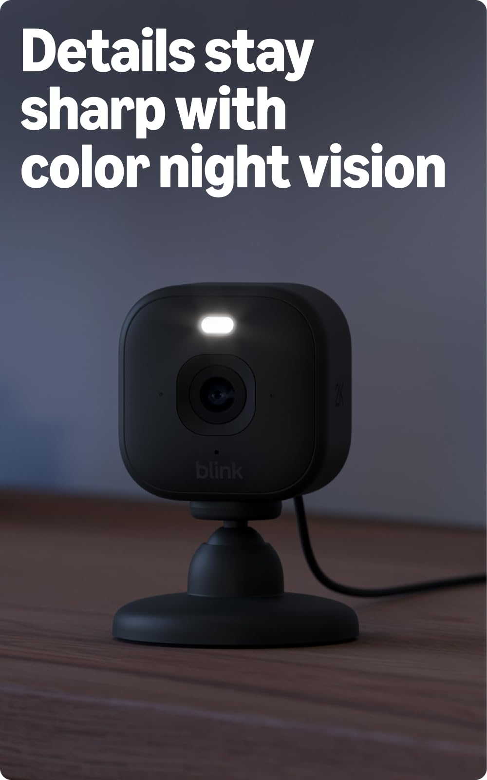 Blink Mini 2K+ montada en pared demostrando instalación sencilla