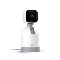 Blink cámara Mini Pan-Tilt frontal mostrando diseño compacto y fácil instalación
