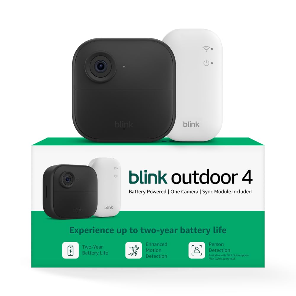 Blink cámara Outdoor 4 vista frontal con lente y micrófono, seguridad clara