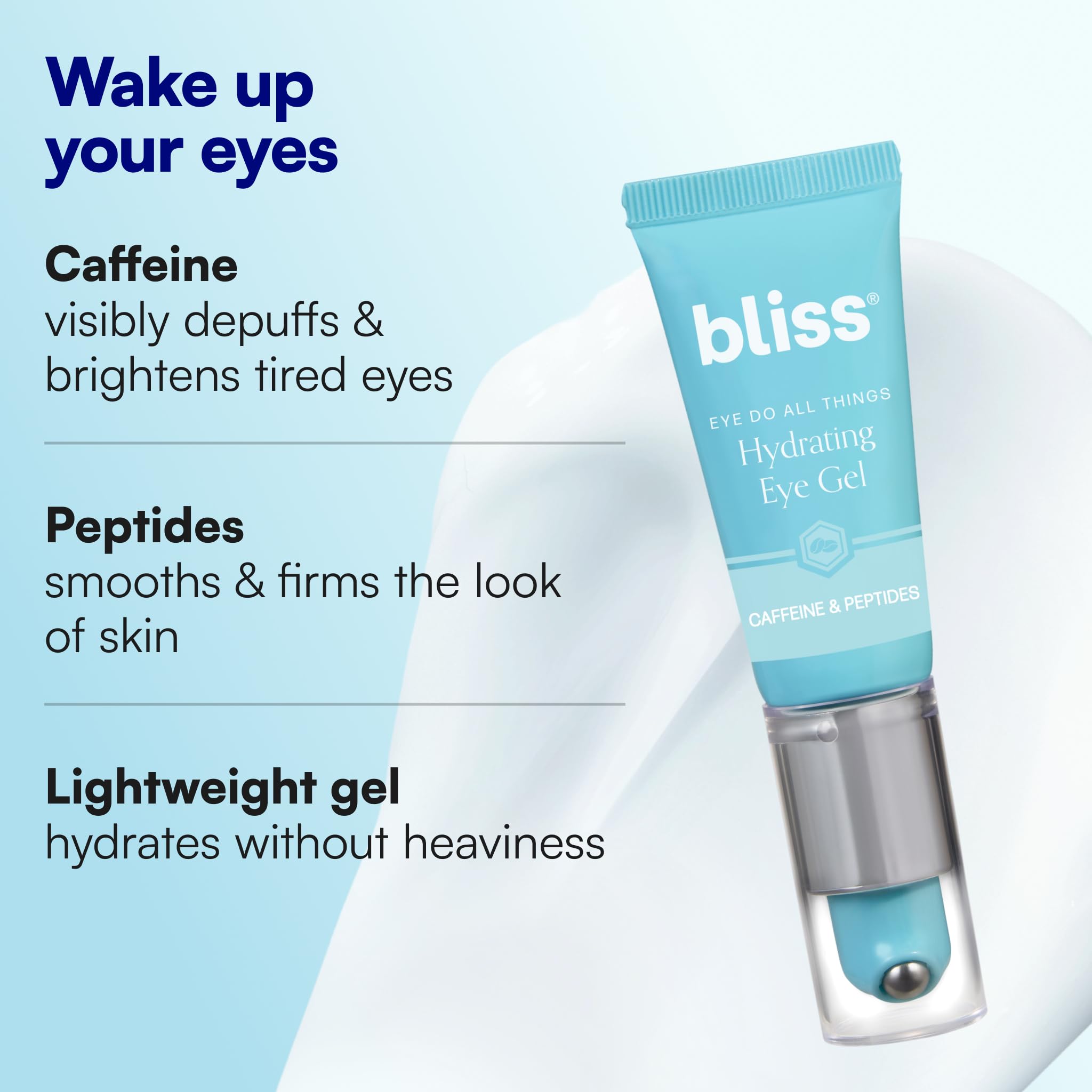 Bliss textura de gel hidratante vista de cerca para absorción rápida